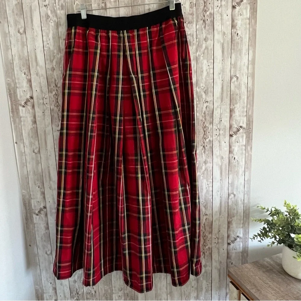 Joan Rivers Vintage Red Tartan Plaid Full Length Holiday Christmas Skirt Medium